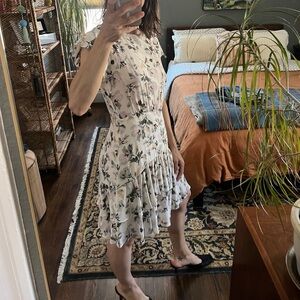 100% silk Rebecca Taylor ruffled floral mini dress 4